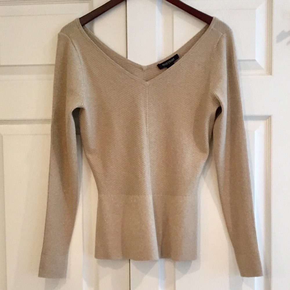 WHBM Fitted Ribbed Shimmer Sweater M
